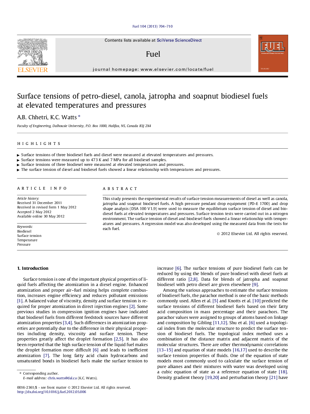 Surface tensions of petro-diesel, canola, jatropha and soapnut biodiesel fuels at elevated temperatures and pressures