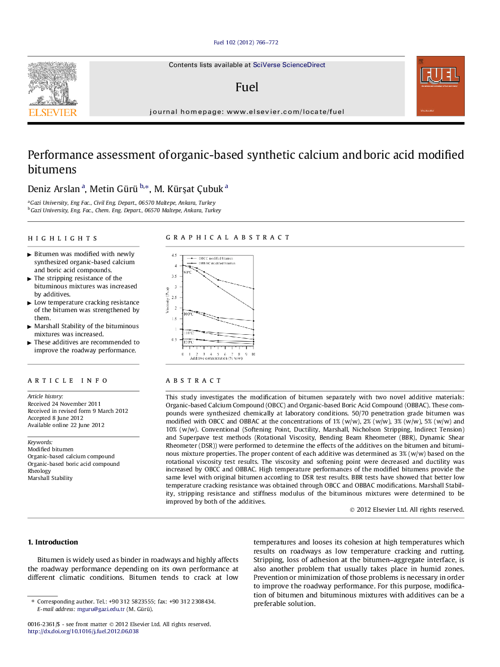 Performance assessment of organic-based synthetic calcium and boric acid modified bitumens