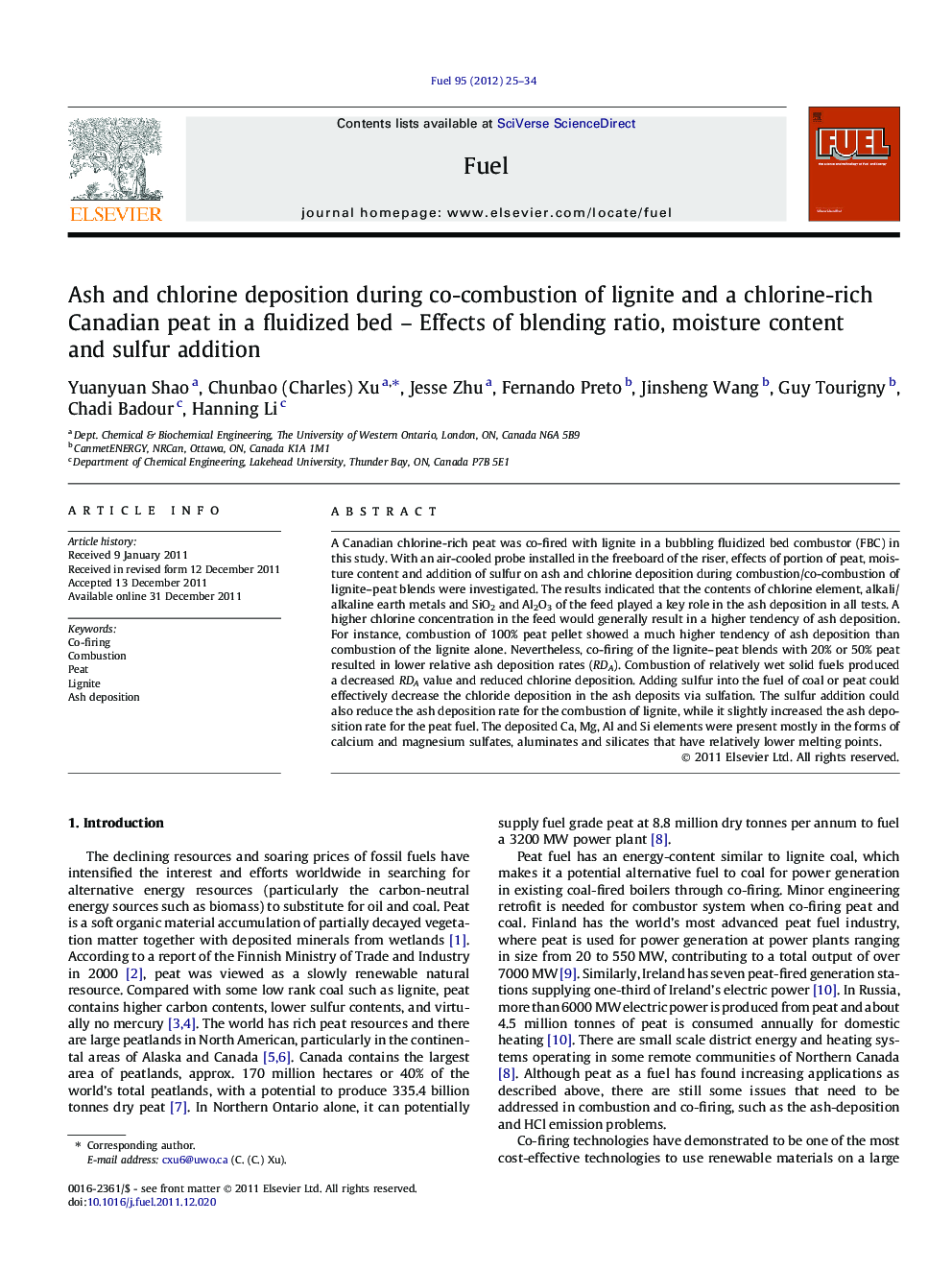 Ash and chlorine deposition during co-combustion of lignite and a chlorine-rich Canadian peat in a fluidized bed - Effects of blending ratio, moisture content and sulfur addition