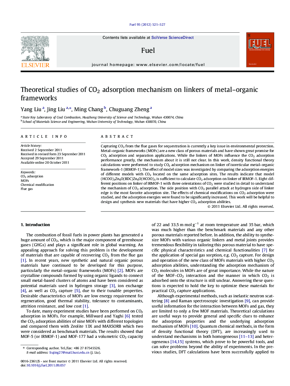 Theoretical studies of CO2 adsorption mechanism on linkers of metal-organic frameworks