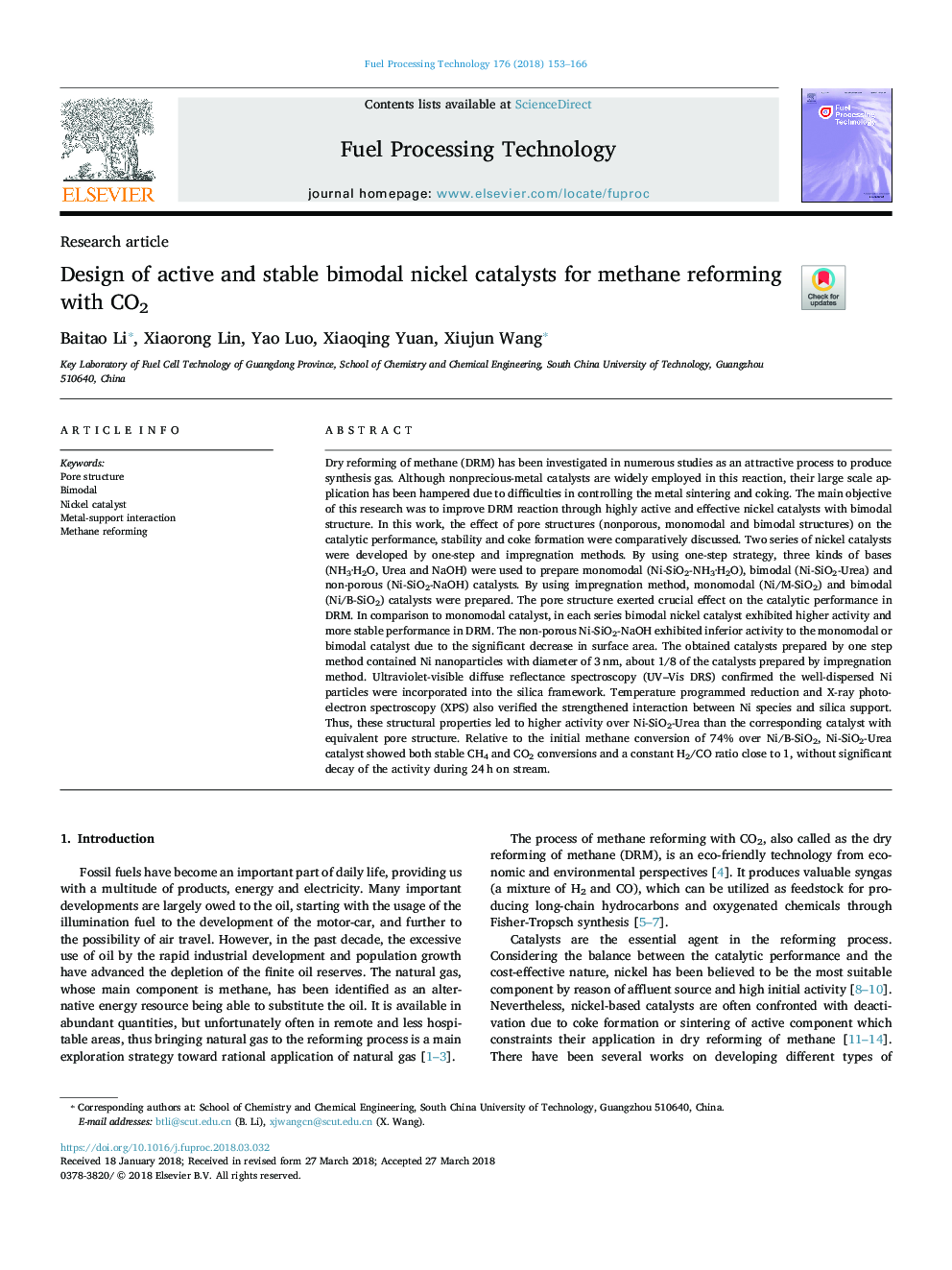 Design of active and stable bimodal nickel catalysts for methane reforming with CO2