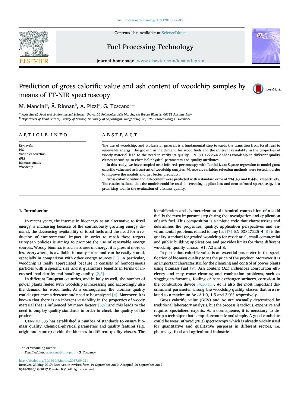 Prediction of gross calorific value and ash content of woodchip samples by means of FT-NIR spectroscopy