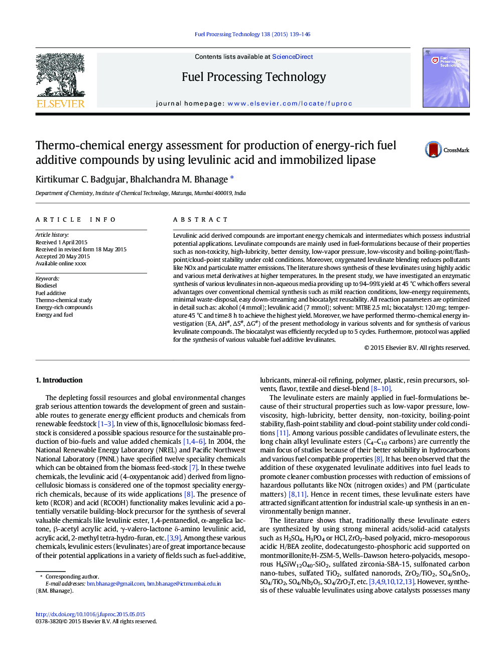 Thermo-chemical energy assessment for production of energy-rich fuel additive compounds by using levulinic acid and immobilized lipase