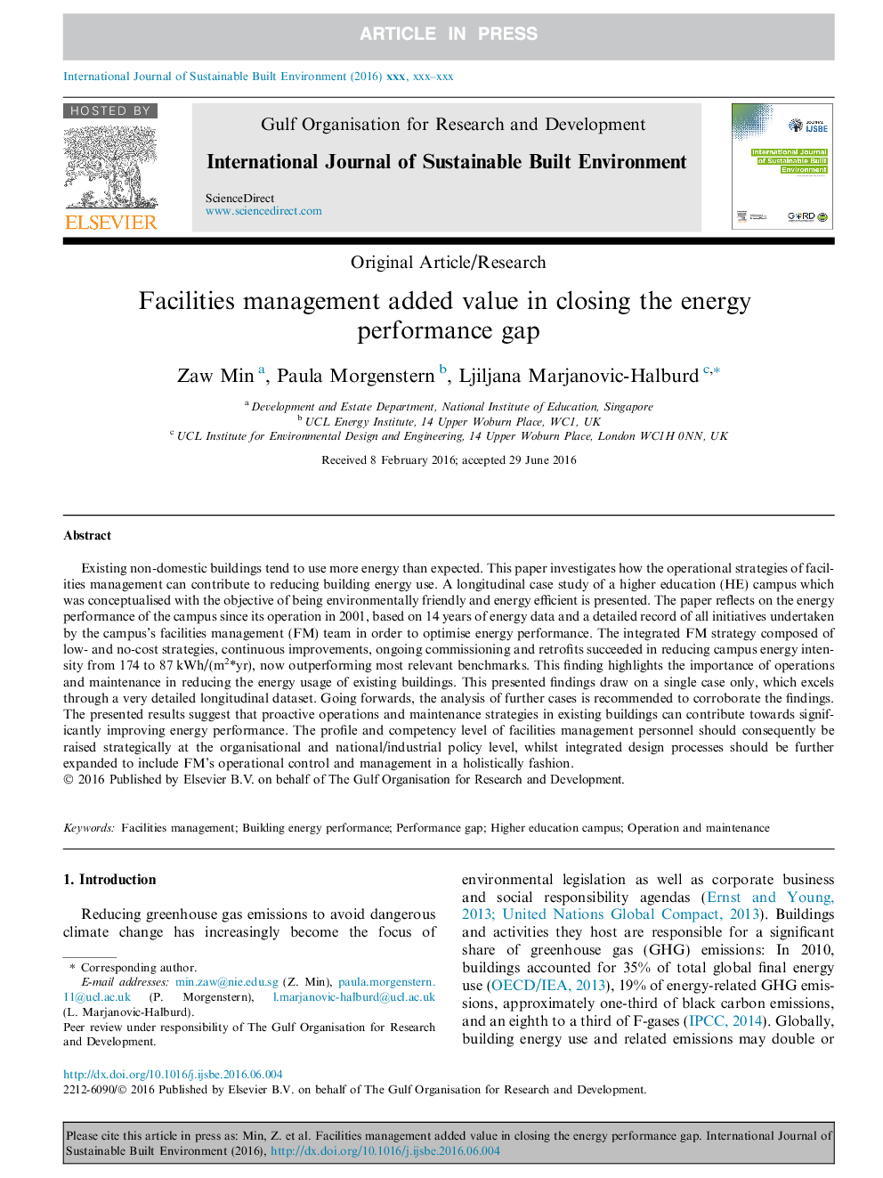 Facilities management added value in closing the energy performance gap