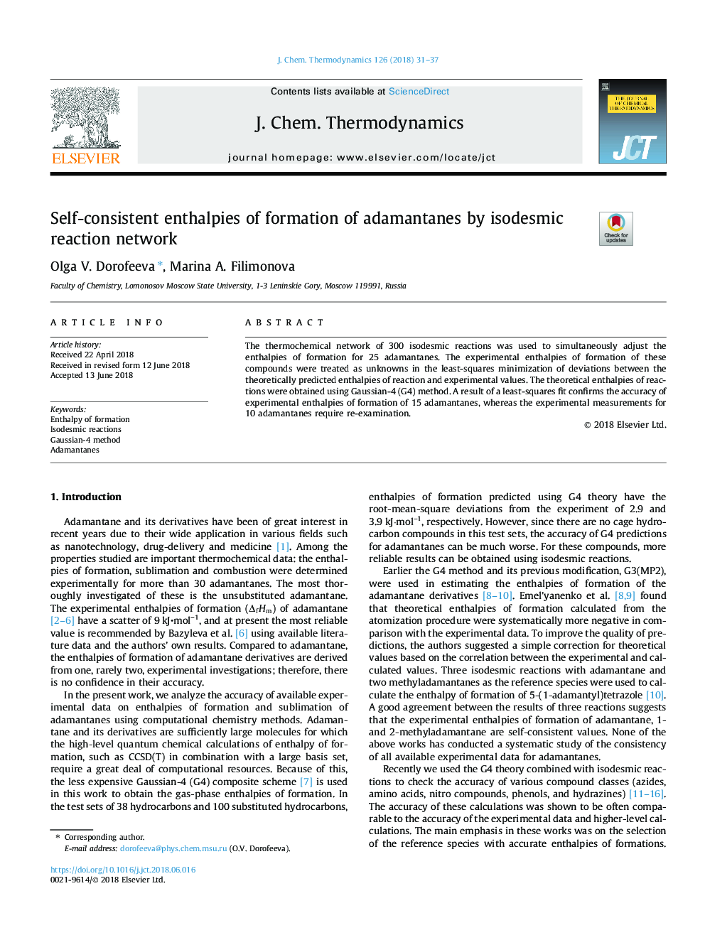 Self-consistent enthalpies of formation of adamantanes by isodesmic reaction network