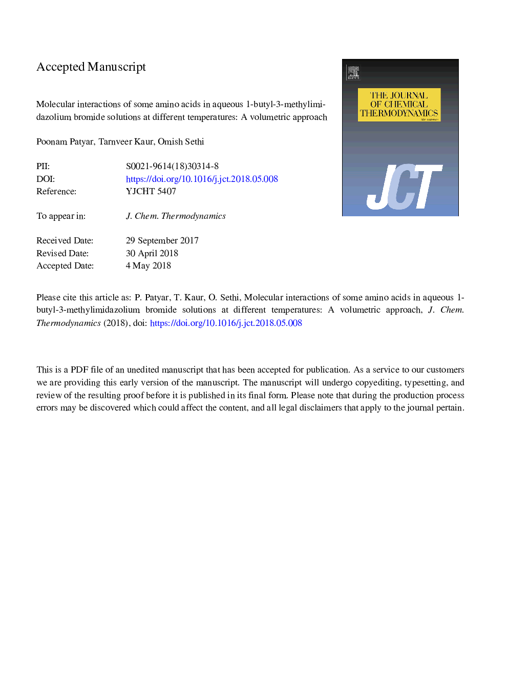 Molecular interactions of some amino acids in aqueous 1-butyl-3-methylimidazolium bromide solutions at different temperatures: A volumetric approach