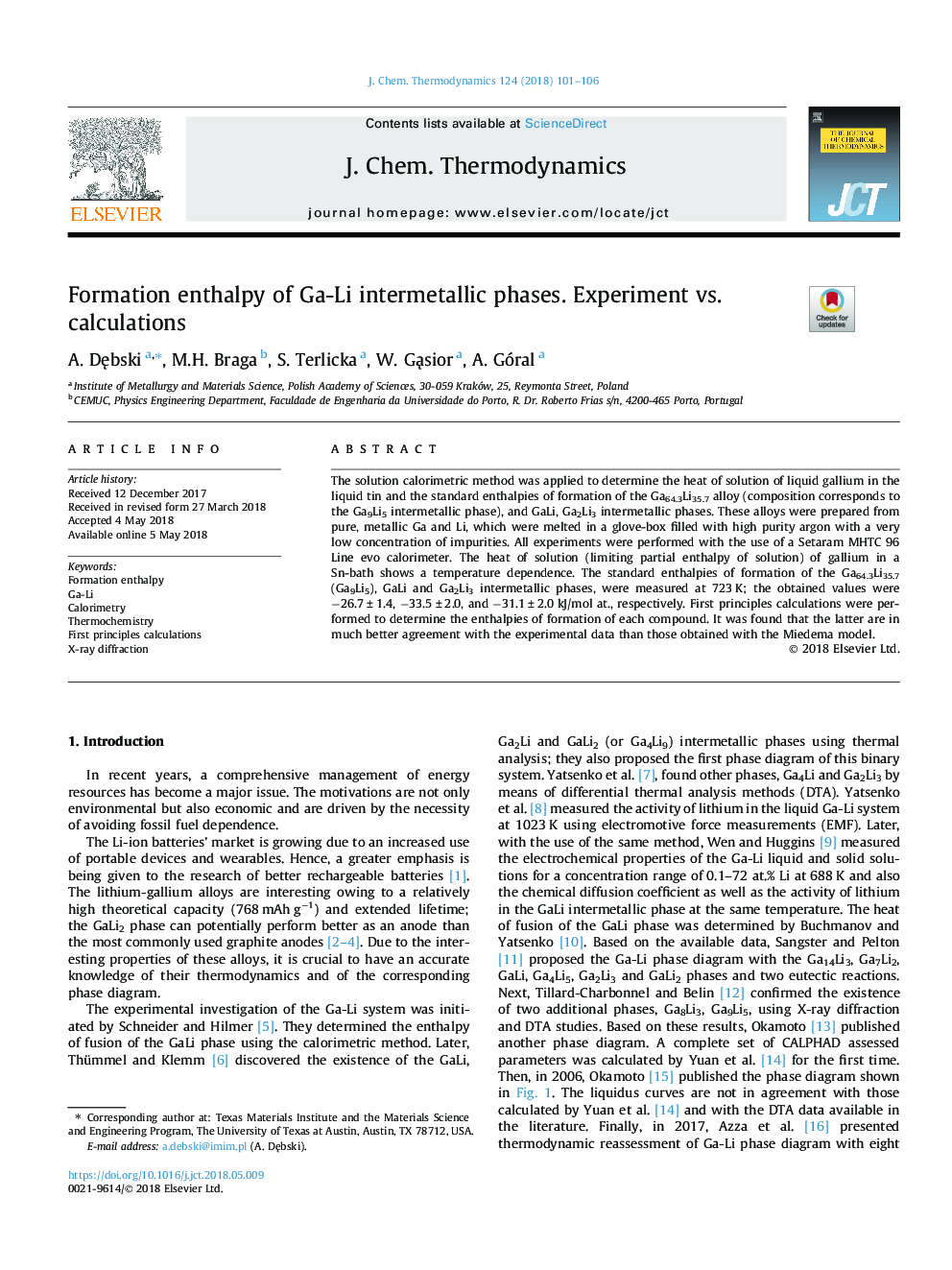 Formation enthalpy of Ga-Li intermetallic phases. Experiment vs. calculations