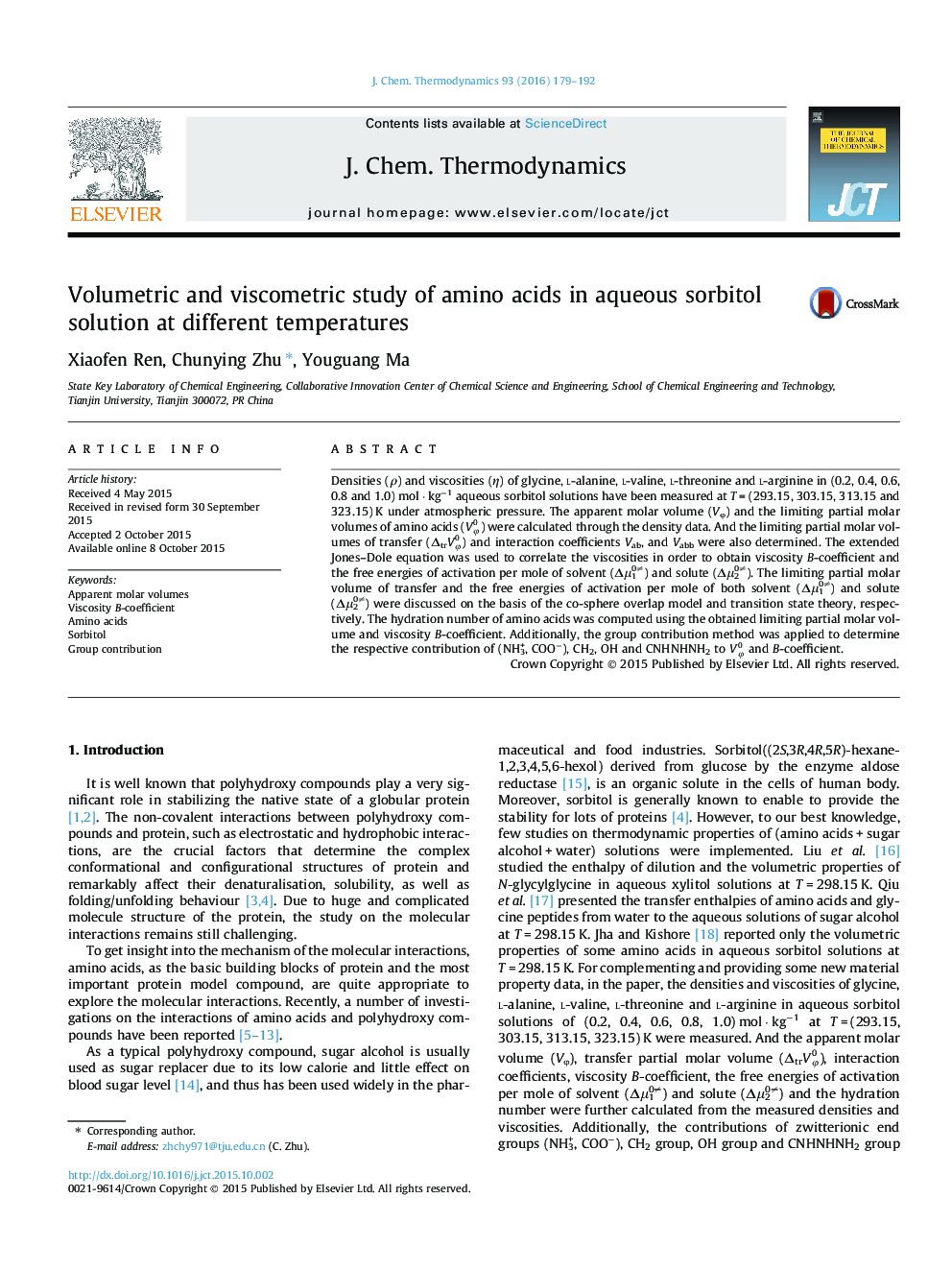 Volumetric and viscometric study of amino acids in aqueous sorbitol solution at different temperatures