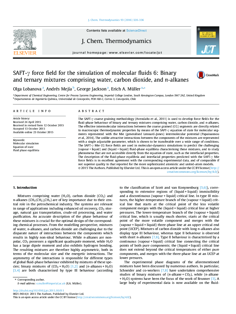 SAFT-Î³ force field for the simulation of molecular fluids 6: Binary and ternary mixtures comprising water, carbon dioxide, and n-alkanes