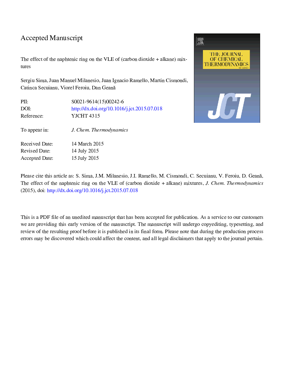 The effect of the naphthenic ring on the VLE of (carbon dioxideÂ +Â alkane) mixtures