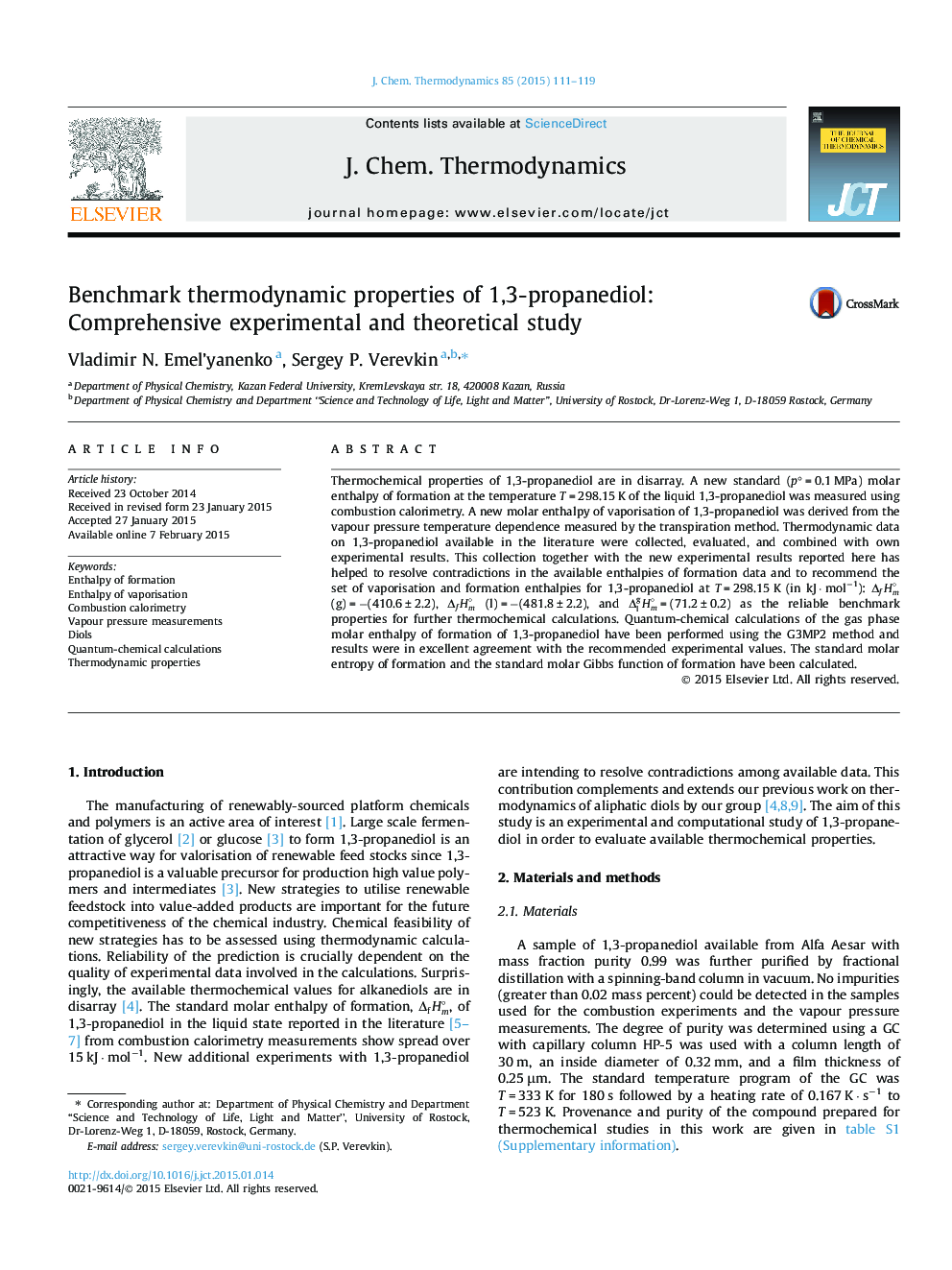 معیارهای ترمودینامیکی پروتئین 1،3-پروپانیدیول: مطالعه جامع آزمایشی و نظری 
