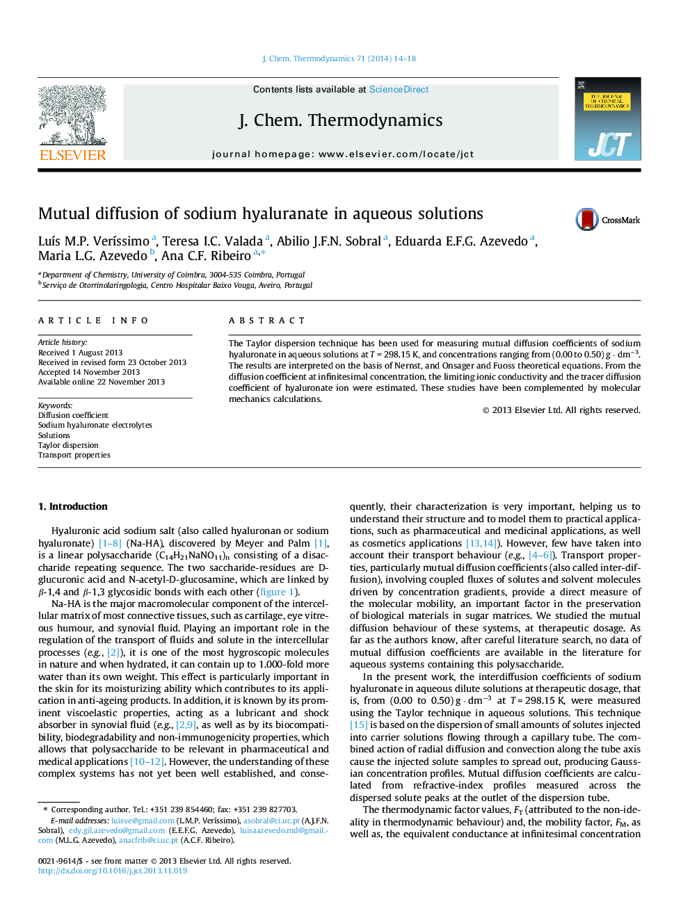 Mutual diffusion of sodium hyaluranate in aqueous solutions