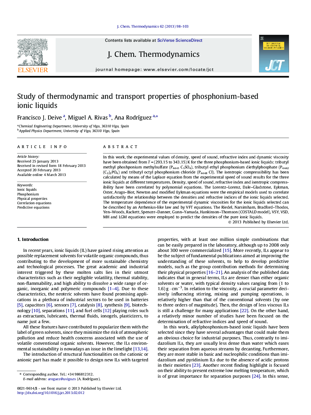 Study of thermodynamic and transport properties of phosphonium-based ionic liquids