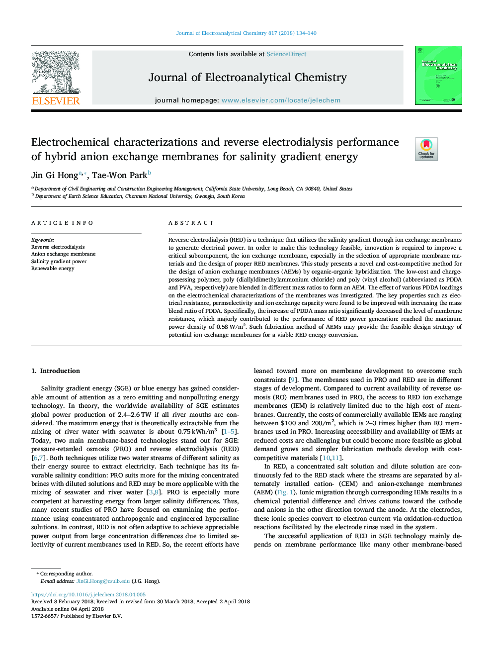 Electrochemical characterizations and reverse electrodialysis performance of hybrid anion exchange membranes for salinity gradient energy