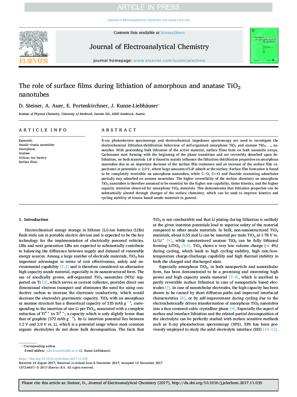 The role of surface films during lithiation of amorphous and anatase TiO2 nanotubes