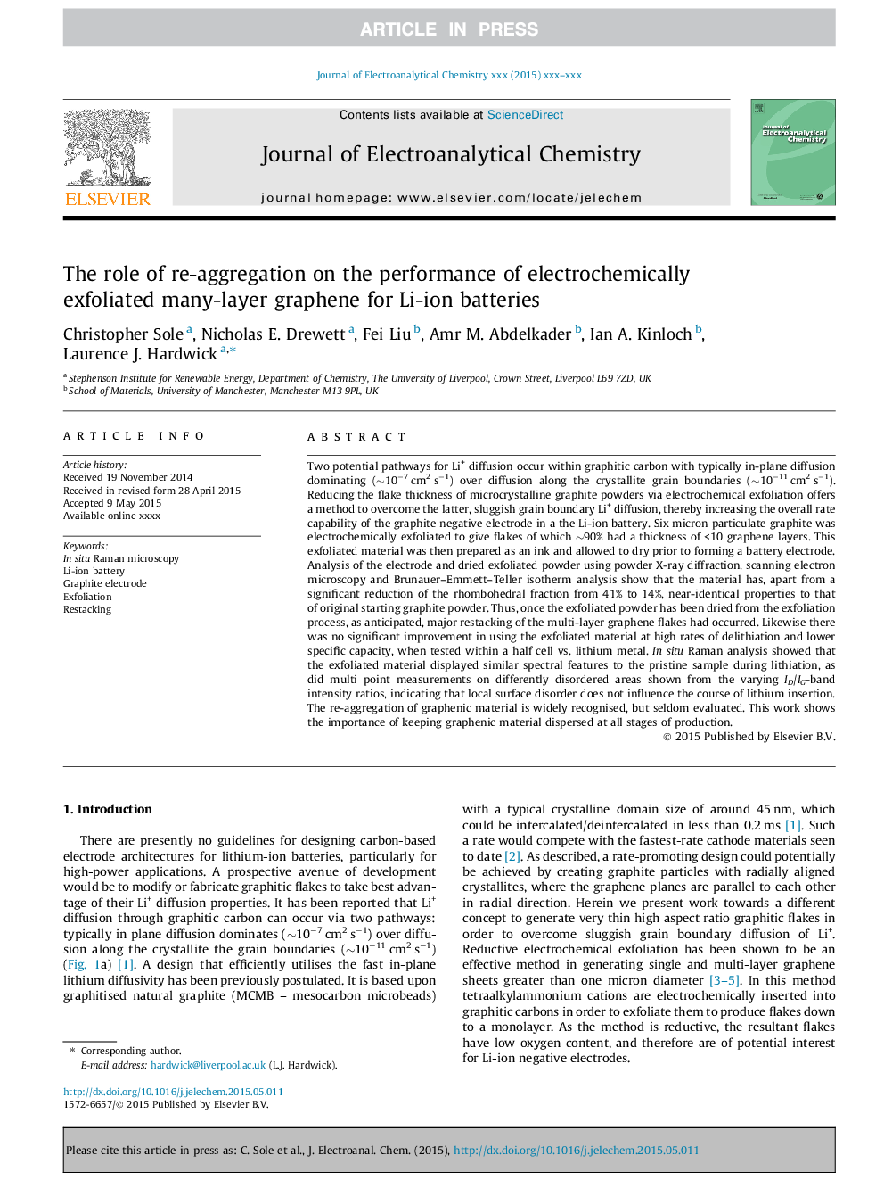 The role of re-aggregation on the performance of electrochemically exfoliated many-layer graphene for Li-ion batteries