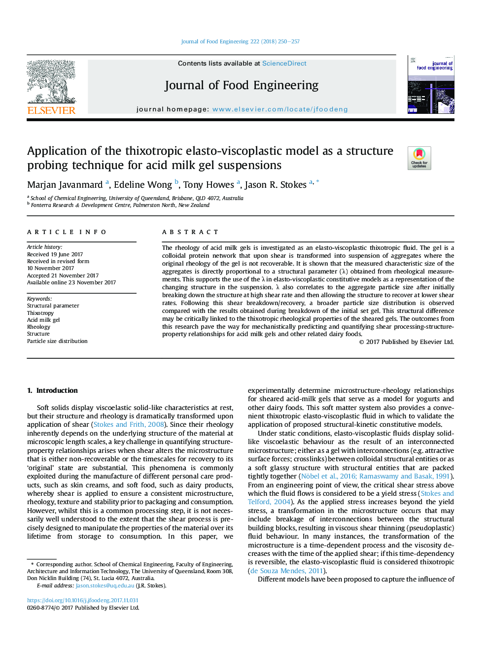 Application of the thixotropic elasto-viscoplastic model as a structure probing technique for acid milk gel suspensions