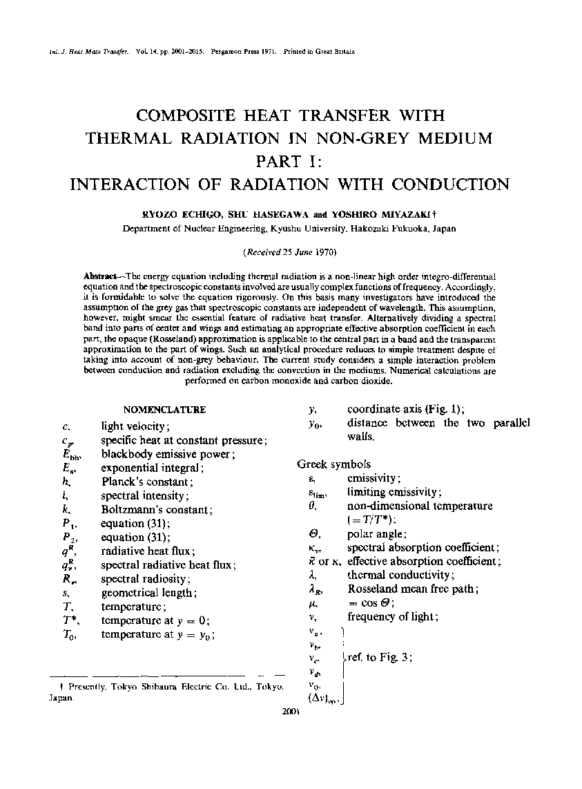 Composite heat transfer with thermal radiation in non-grey medium part I: Interaction of radiation with conduction