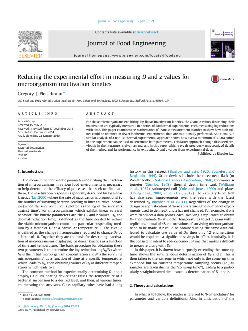 Reducing the experimental effort in measuring D and z values for microorganism inactivation kinetics