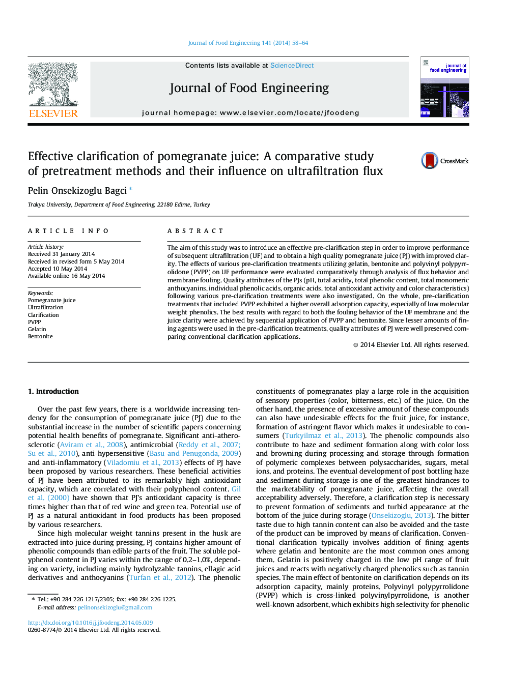 روشن شدن موثر آب انار: مطالعه مقایسه ای از روش های پیش درمان شده و تاثیر آن در شار اولترافیلتراسیون 