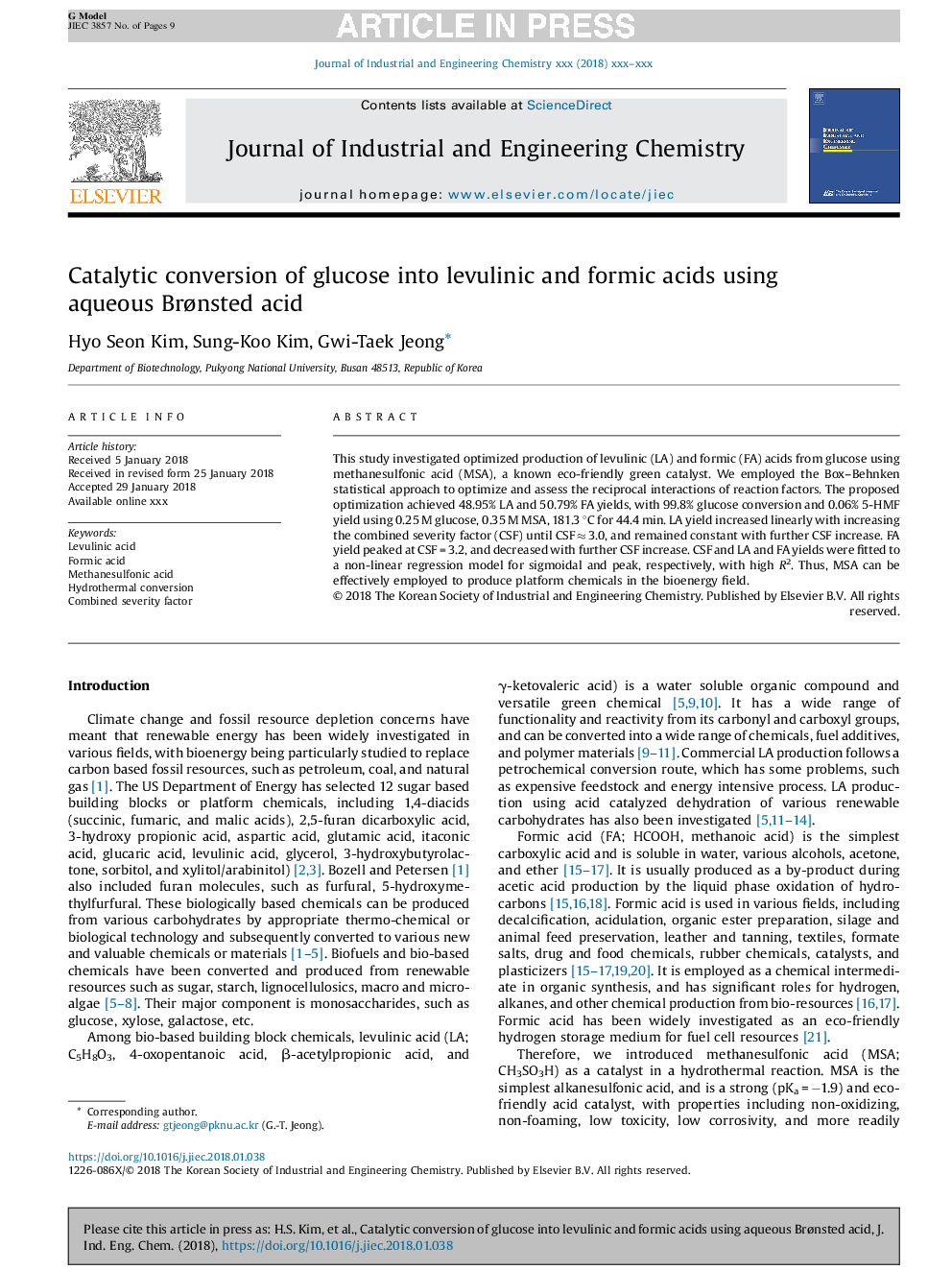 Catalytic conversion of glucose into levulinic and formic acids using aqueous BrÃ¸nsted acid