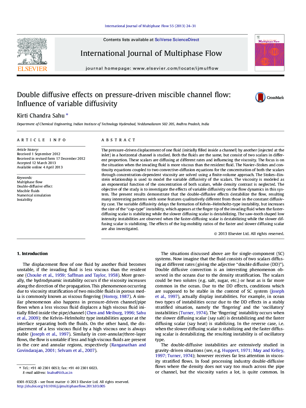 Double diffusive effects on pressure-driven miscible channel flow: Influence of variable diffusivity