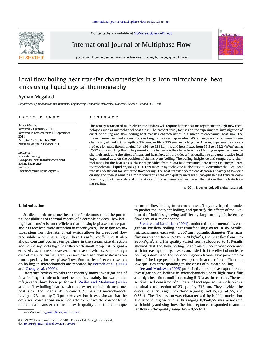 Local flow boiling heat transfer characteristics in silicon microchannel heat sinks using liquid crystal thermography