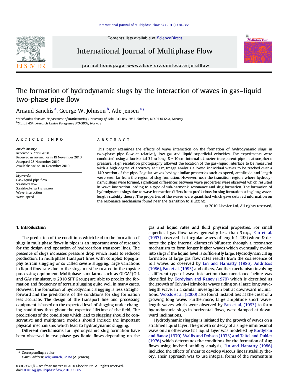 The formation of hydrodynamic slugs by the interaction of waves in gas–liquid two-phase pipe flow