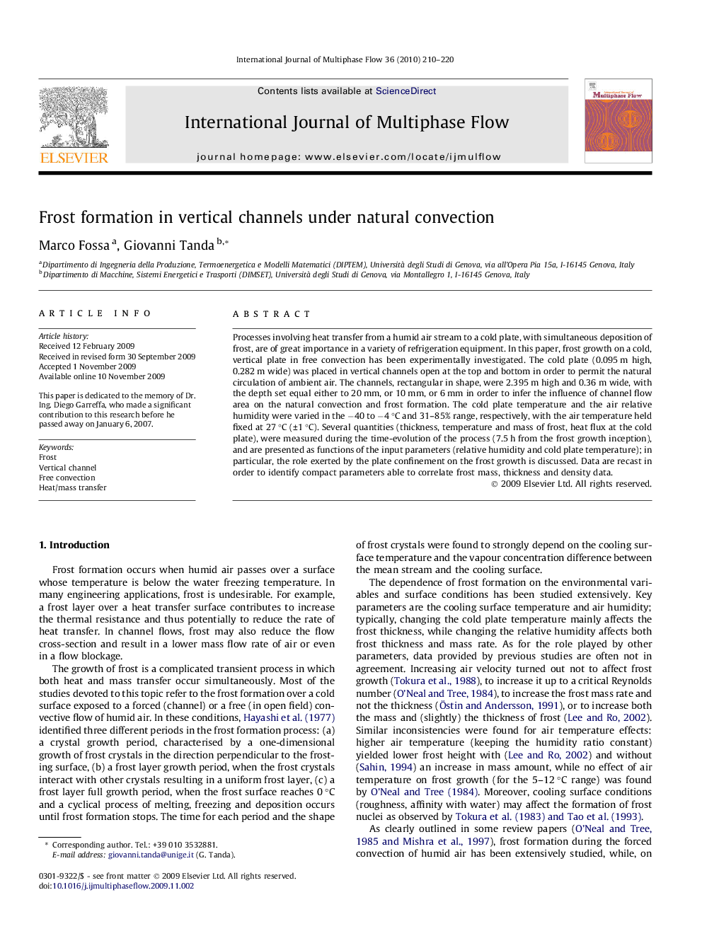 Frost formation in vertical channels under natural convection