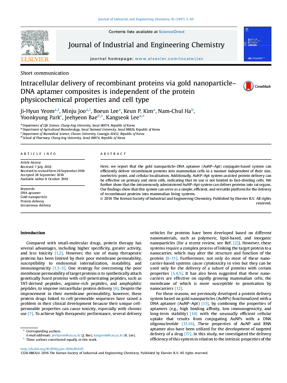 Intracellular delivery of recombinant proteins via gold nanoparticle-DNA aptamer composites is independent of the protein physicochemical properties and cell type