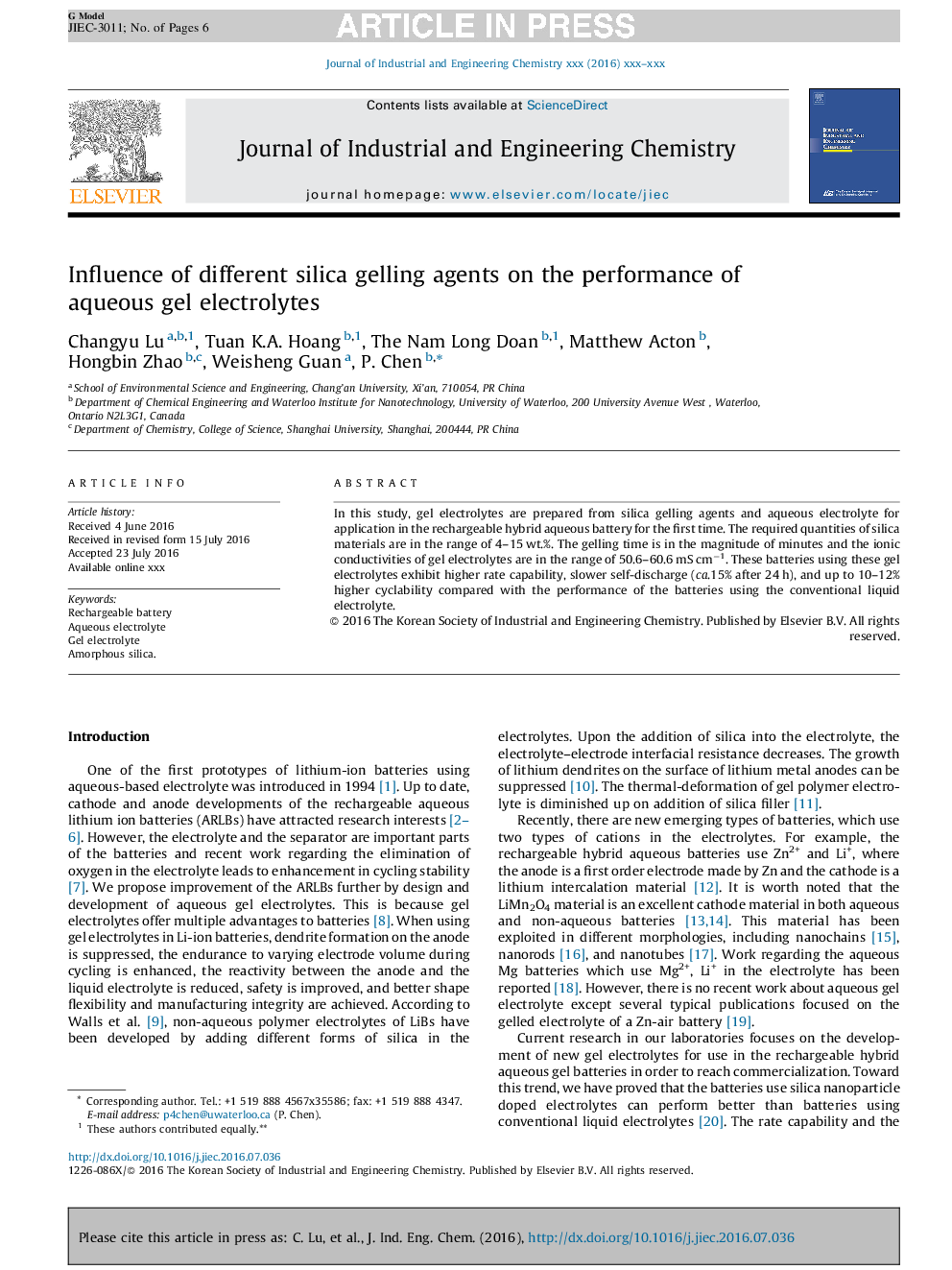 Influence of different silica gelling agents on the performance of aqueous gel electrolytes