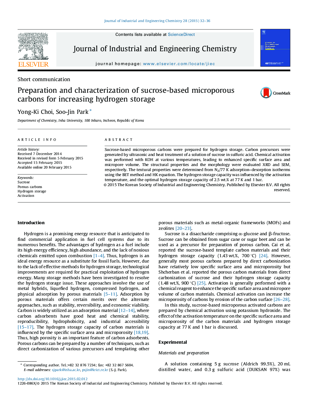 Preparation and characterization of sucrose-based microporous carbons for increasing hydrogen storage