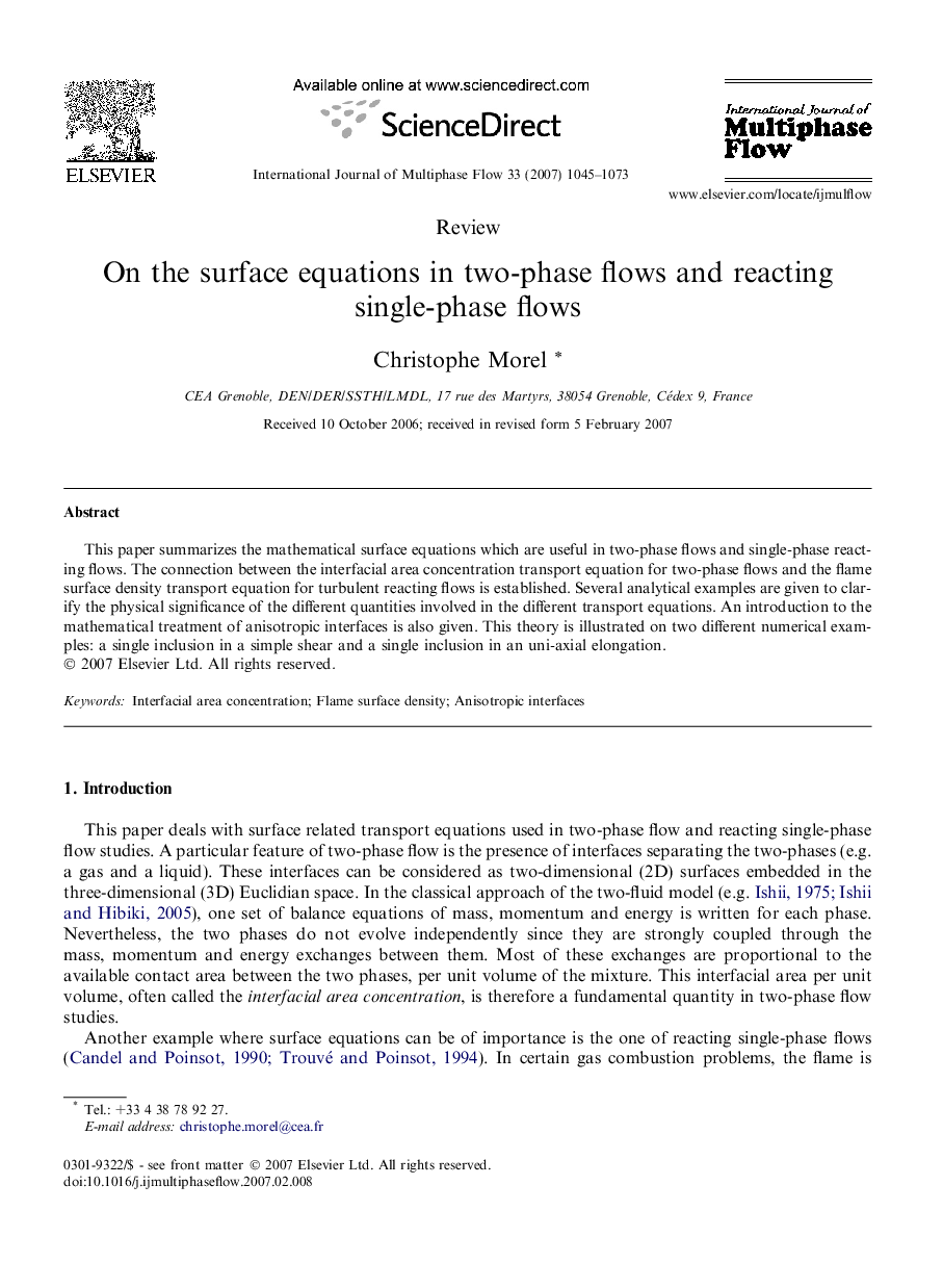 On the surface equations in two-phase flows and reacting single-phase flows