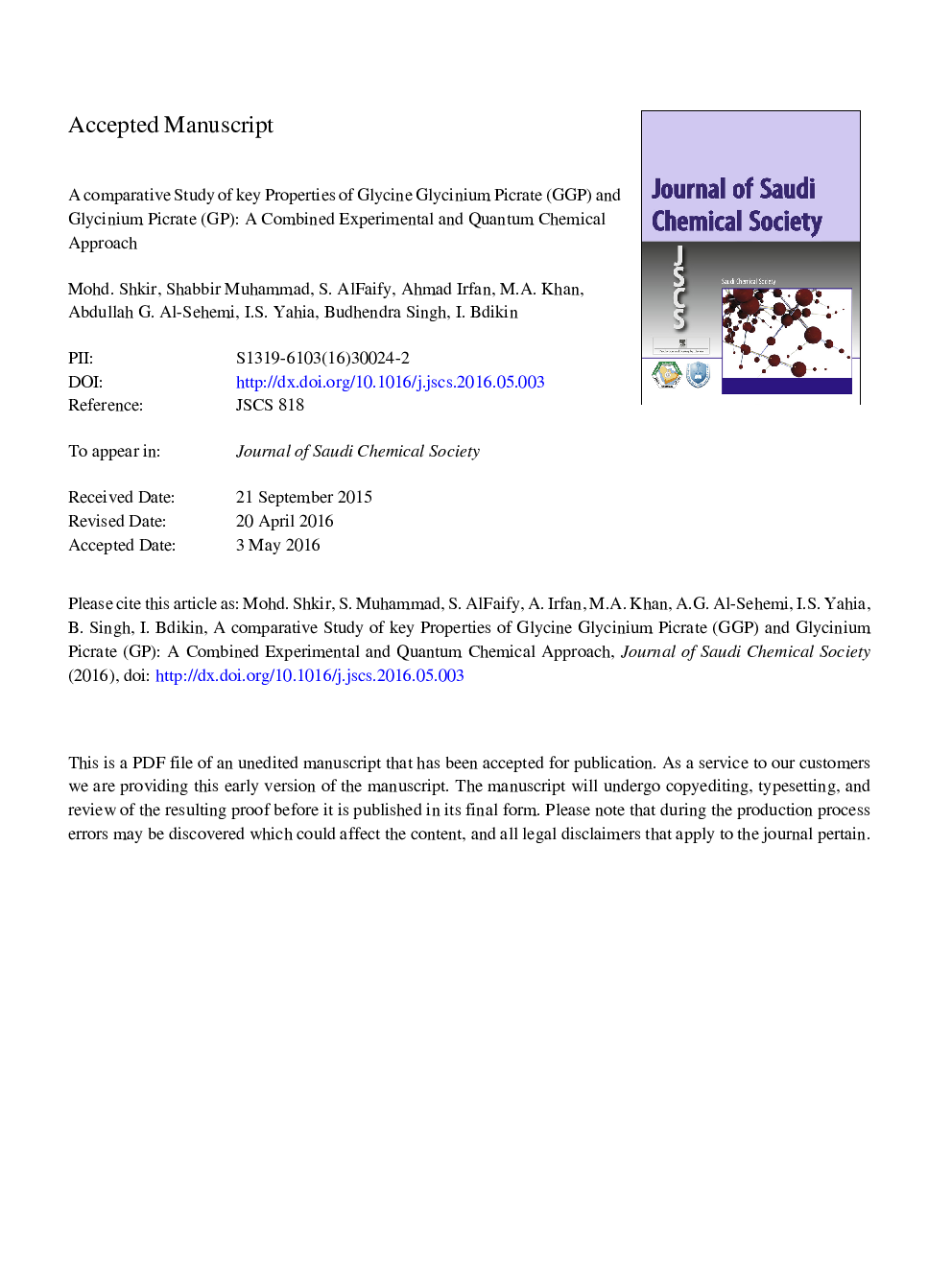 A comparative study of key properties of glycine glycinium picrate (GGP) and glycinium picrate (GP): A combined experimental and quantum chemical approach