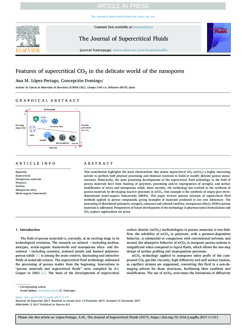 Features of supercritical CO2 in the delicate world of the nanopores