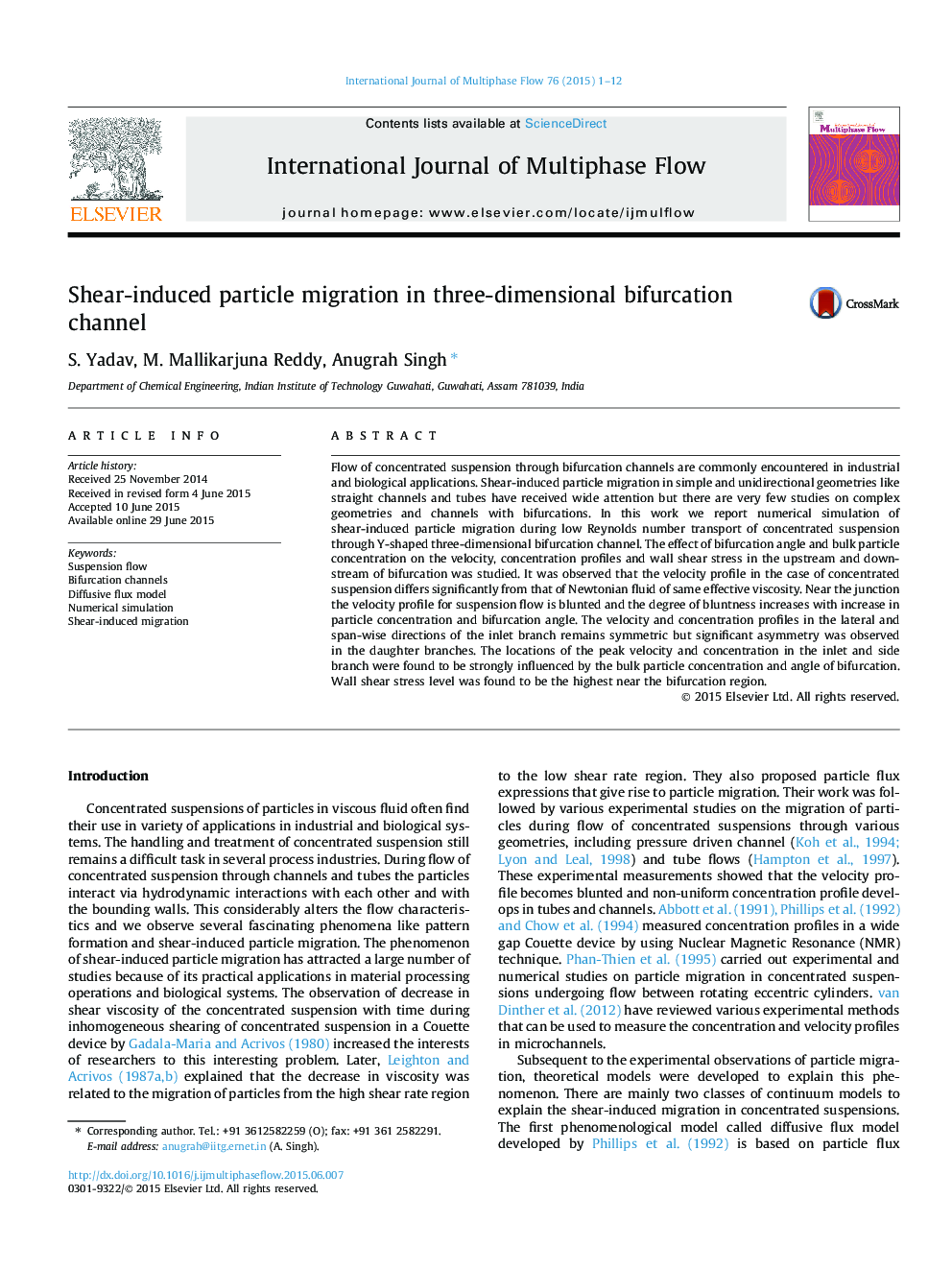 Shear-induced particle migration in three-dimensional bifurcation channel