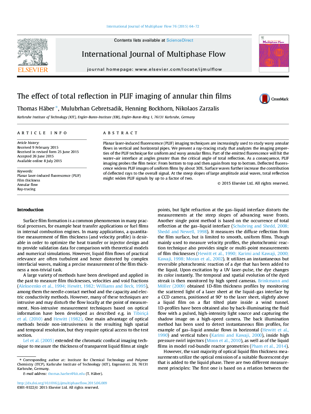 The effect of total reflection in PLIF imaging of annular thin films