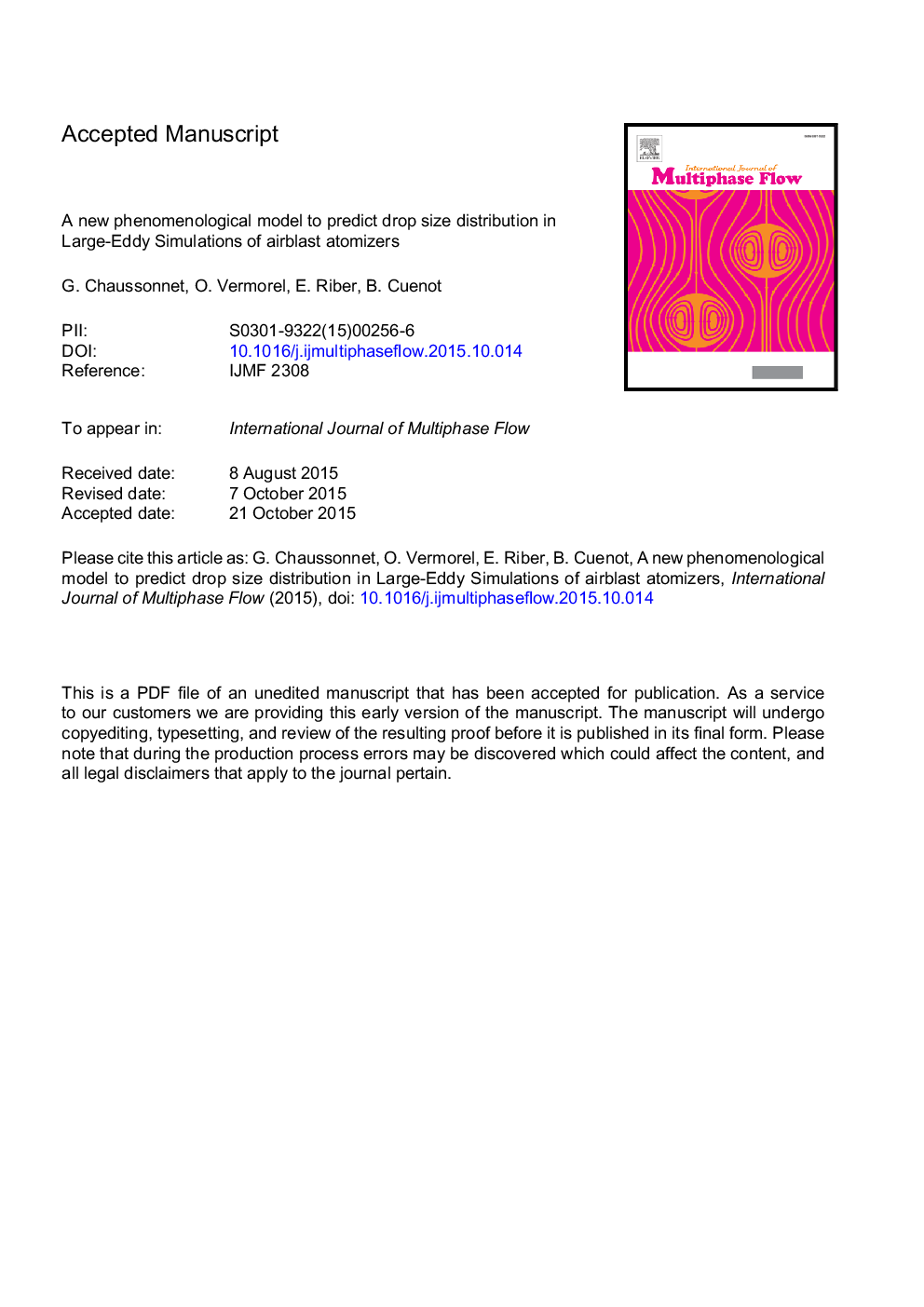 A new phenomenological model to predict drop size distribution in Large-Eddy Simulations of airblast atomizers