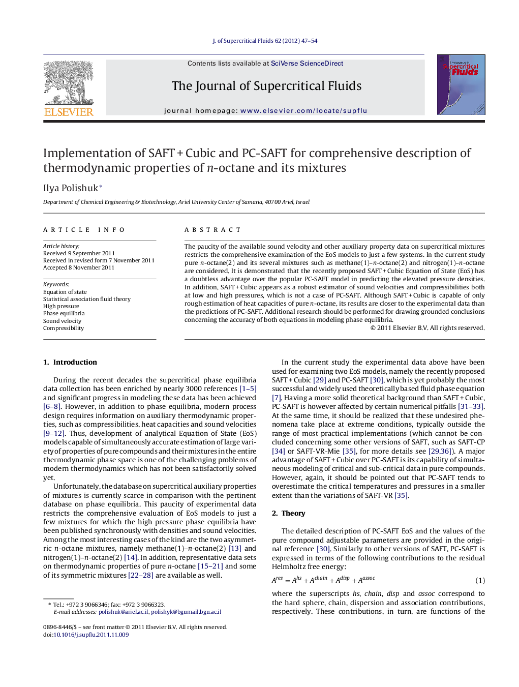 Implementation of SAFTÂ +Â Cubic and PC-SAFT for comprehensive description of thermodynamic properties of n-octane and its mixtures