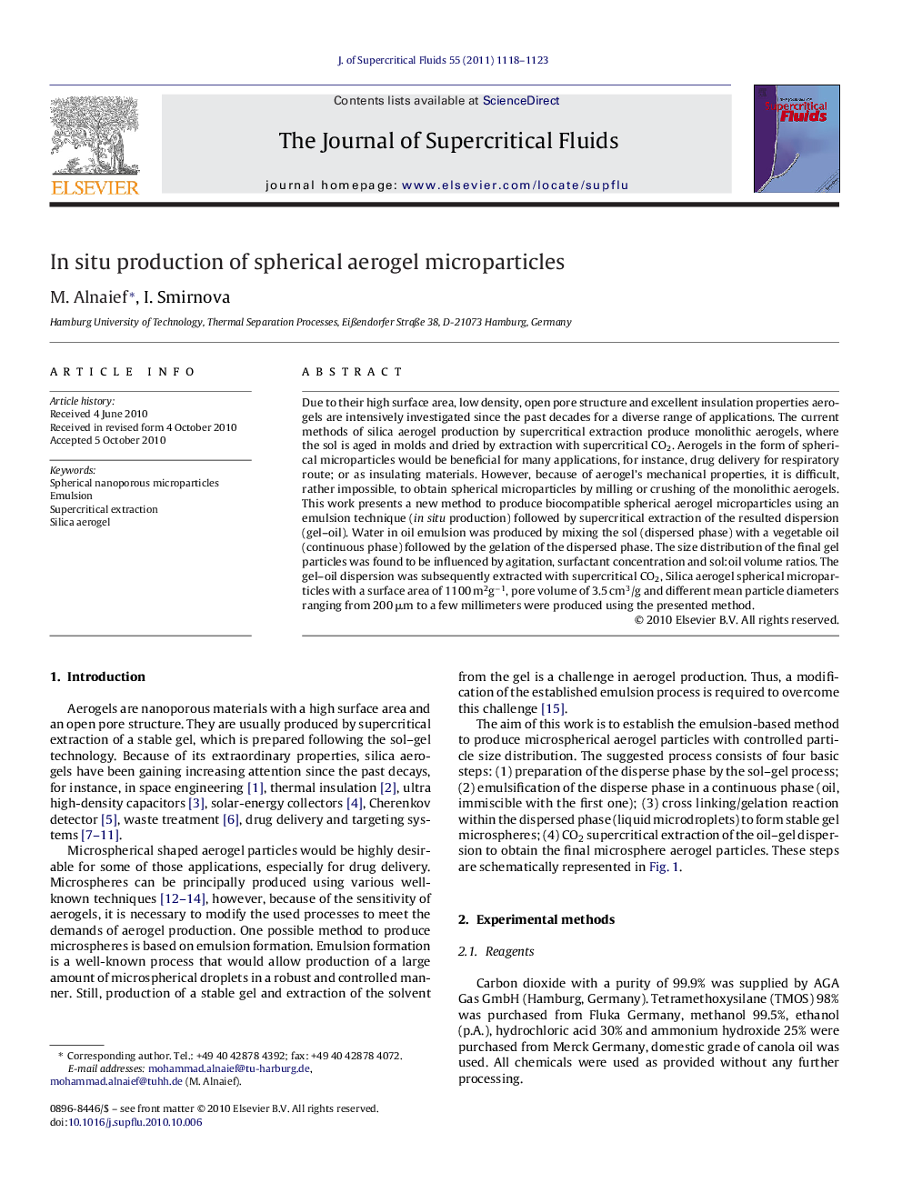 In situ production of spherical aerogel microparticles