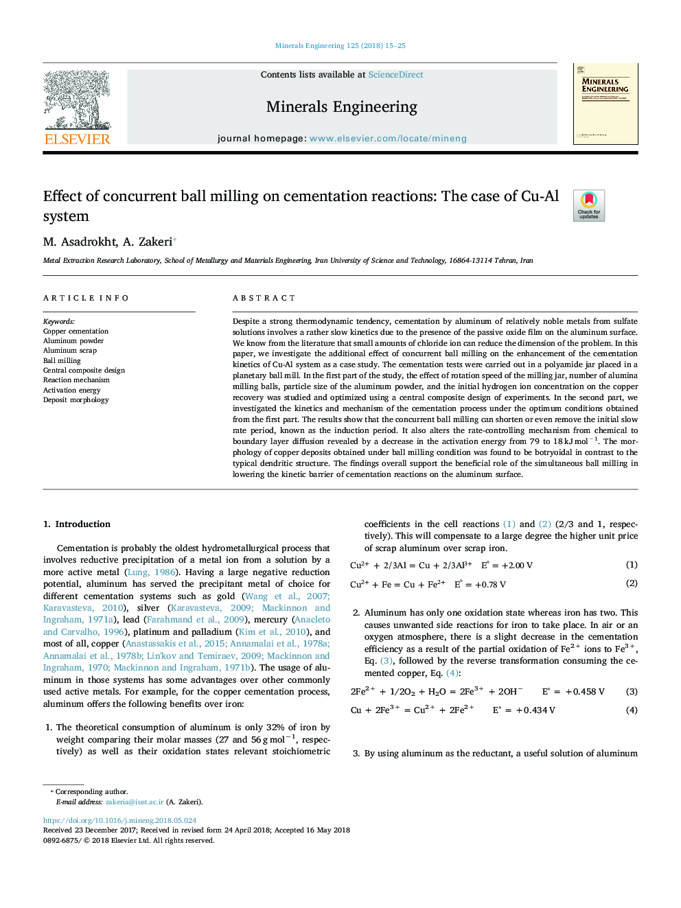 Effect of concurrent ball milling on cementation reactions: The case of Cu-Al system