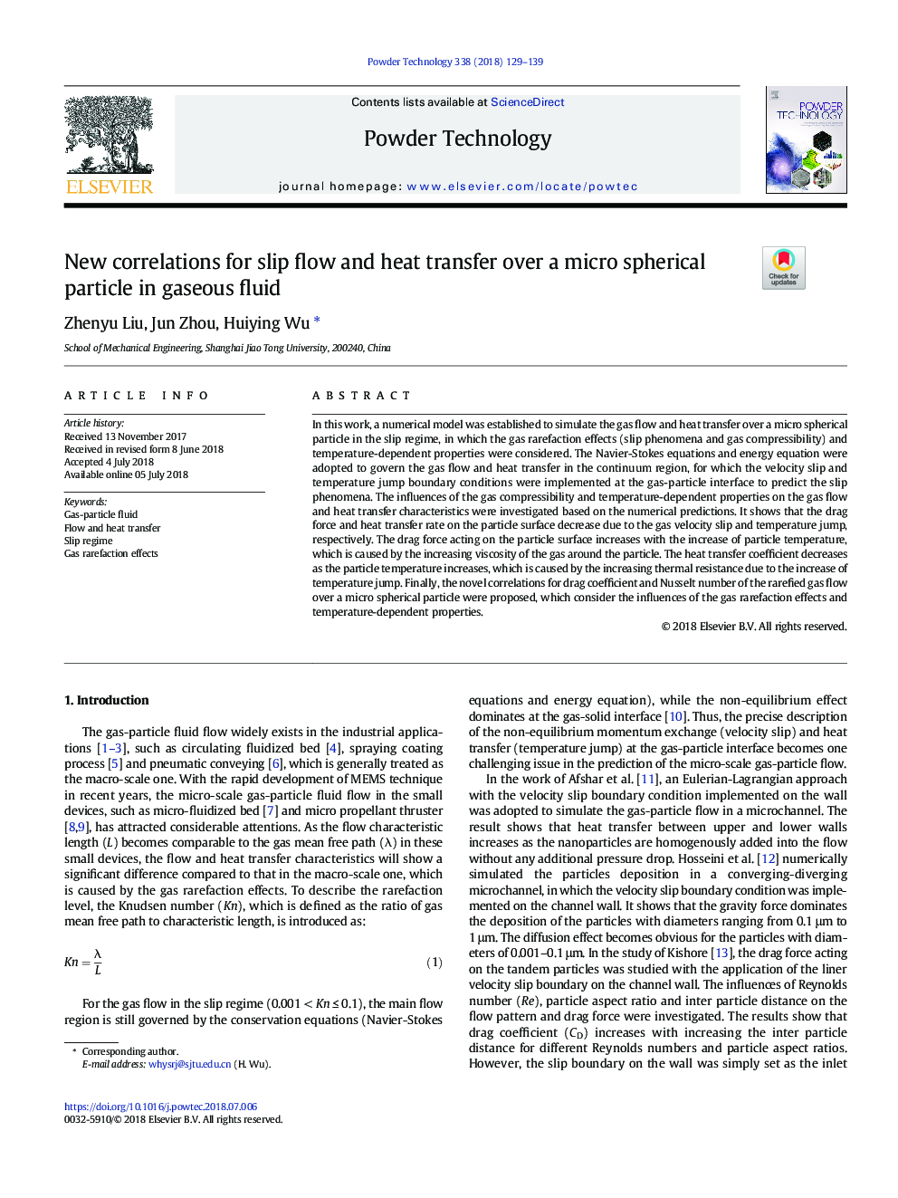 New correlations for slip flow and heat transfer over a micro spherical particle in gaseous fluid