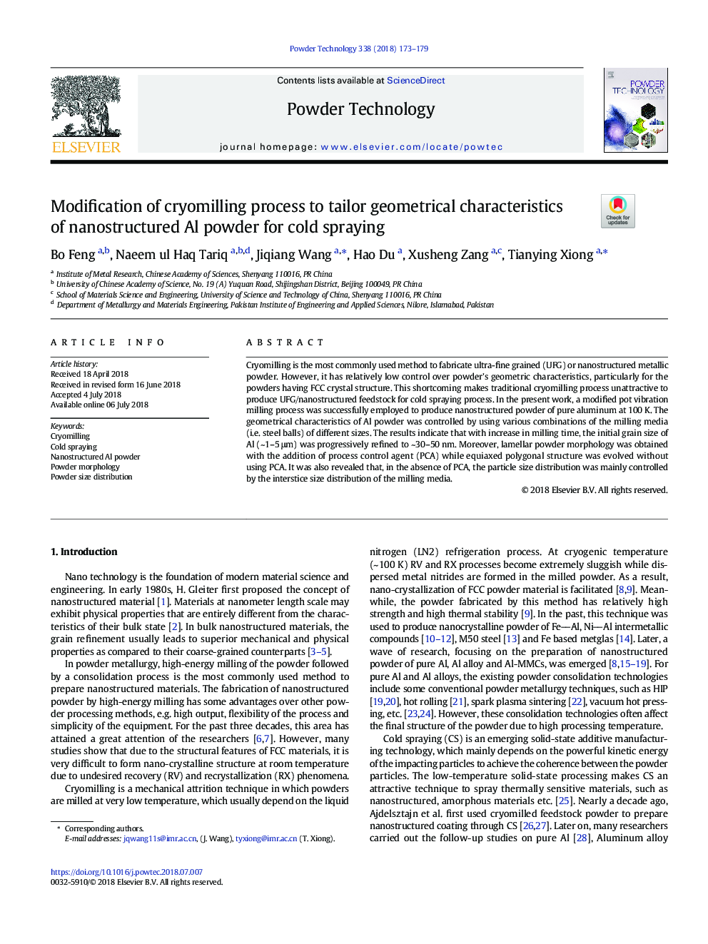 Modification of cryomilling process to tailor geometrical characteristics of nanostructured Al powder for cold spraying