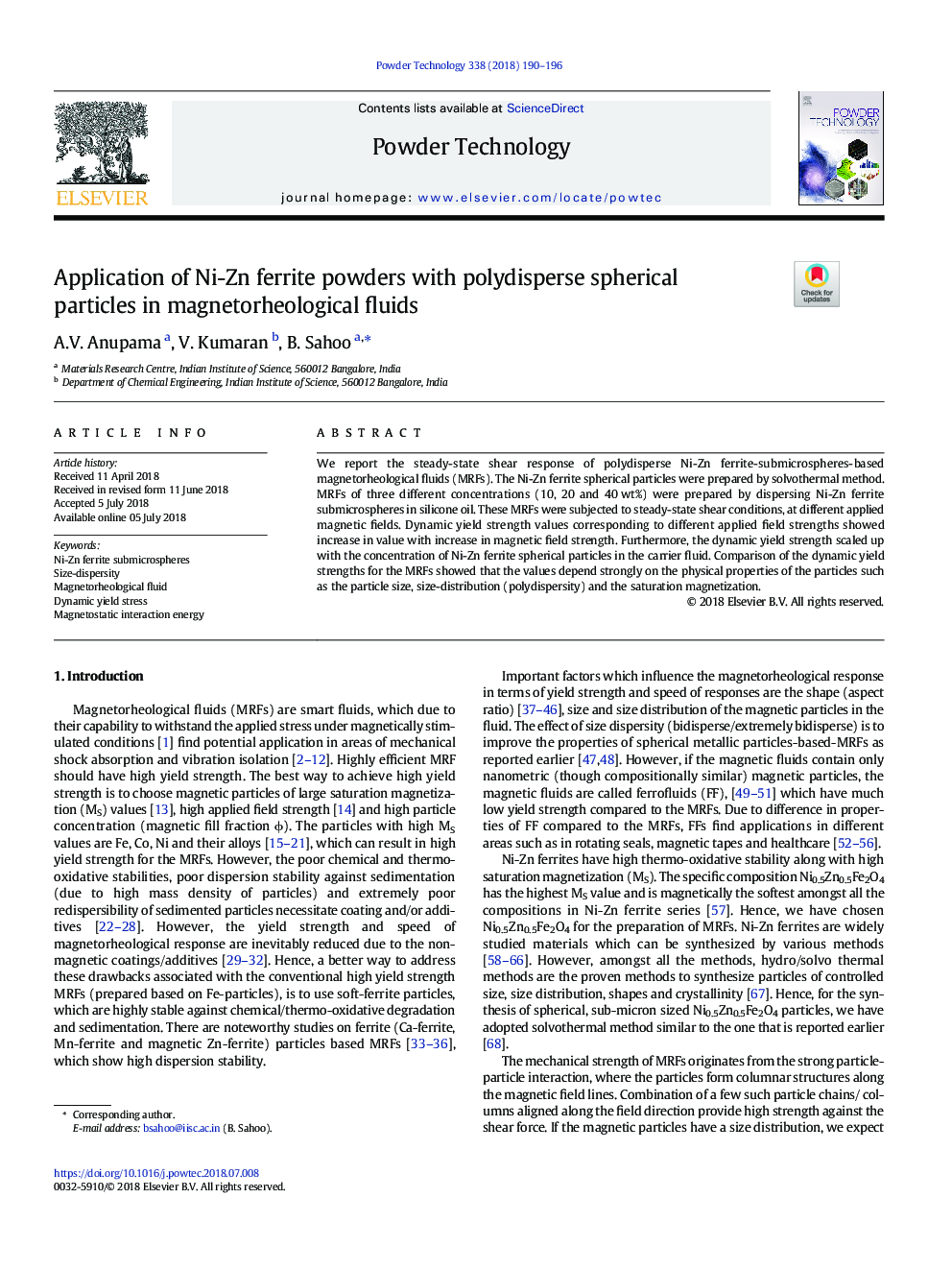 Application of Ni-Zn ferrite powders with polydisperse spherical particles in magnetorheological fluids