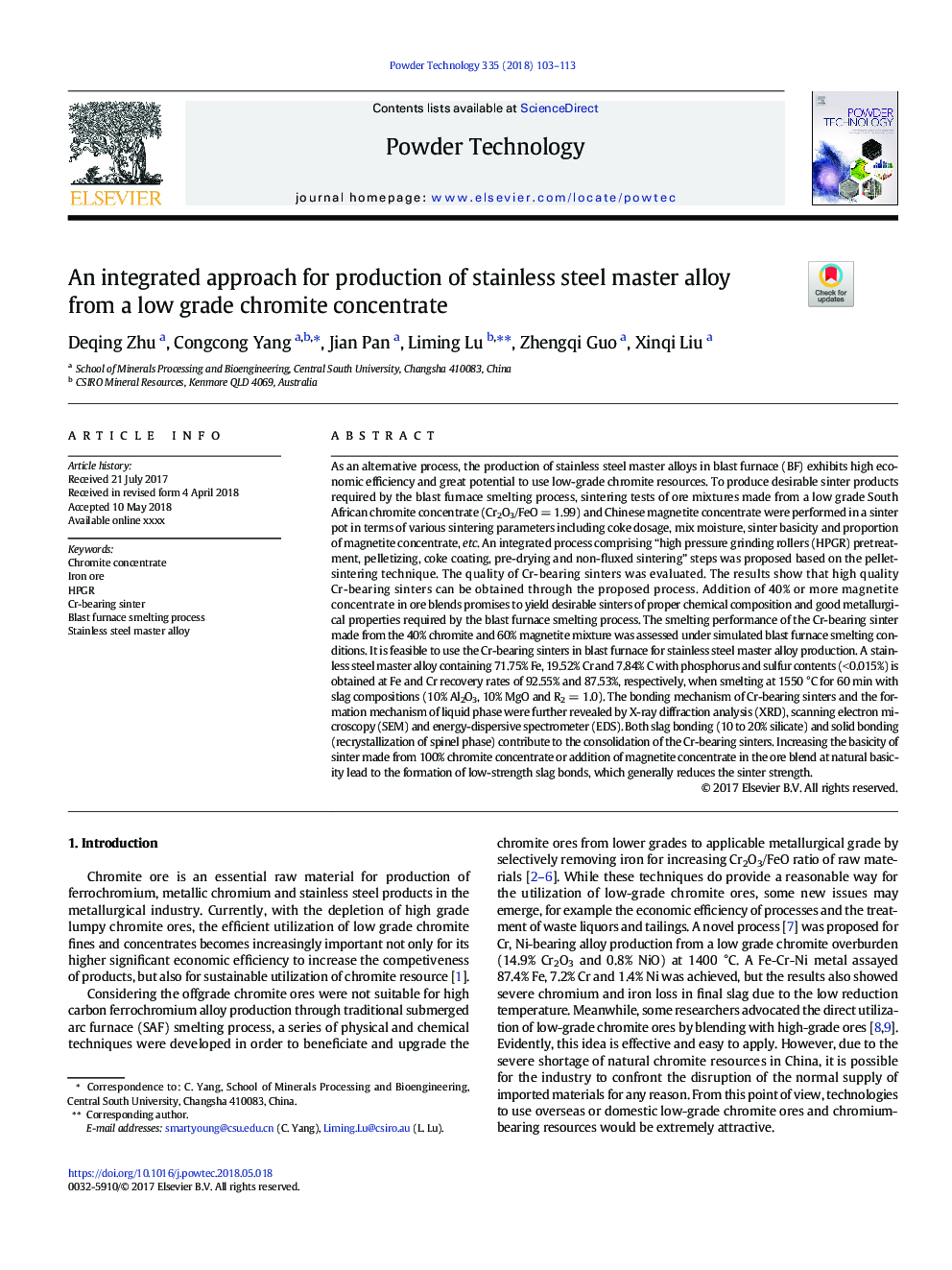 An integrated approach for production of stainless steel master alloy from a low grade chromite concentrate