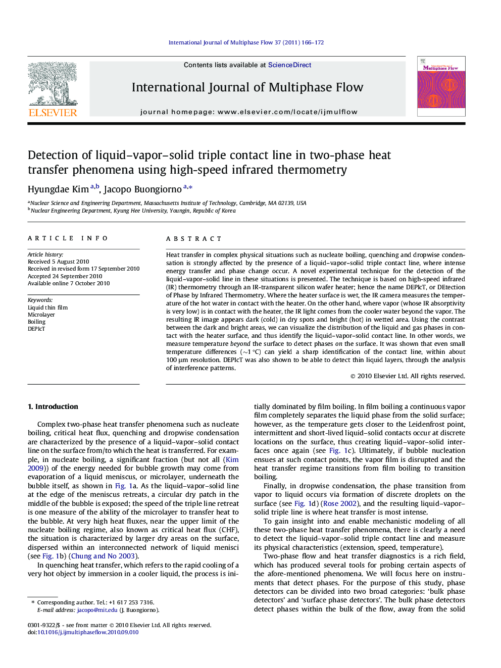 Detection of liquid–vapor–solid triple contact line in two-phase heat transfer phenomena using high-speed infrared thermometry