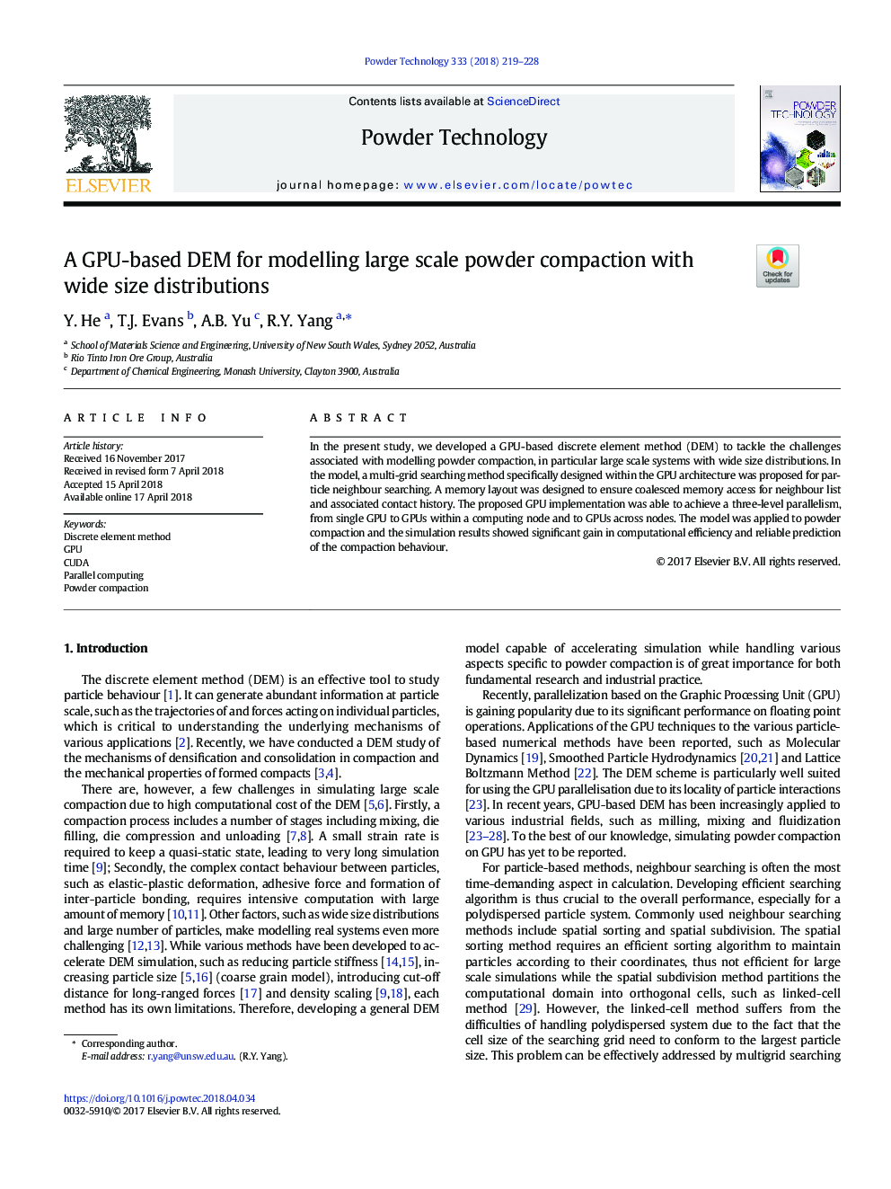 A GPU-based DEM for modelling large scale powder compaction with wide size distributions