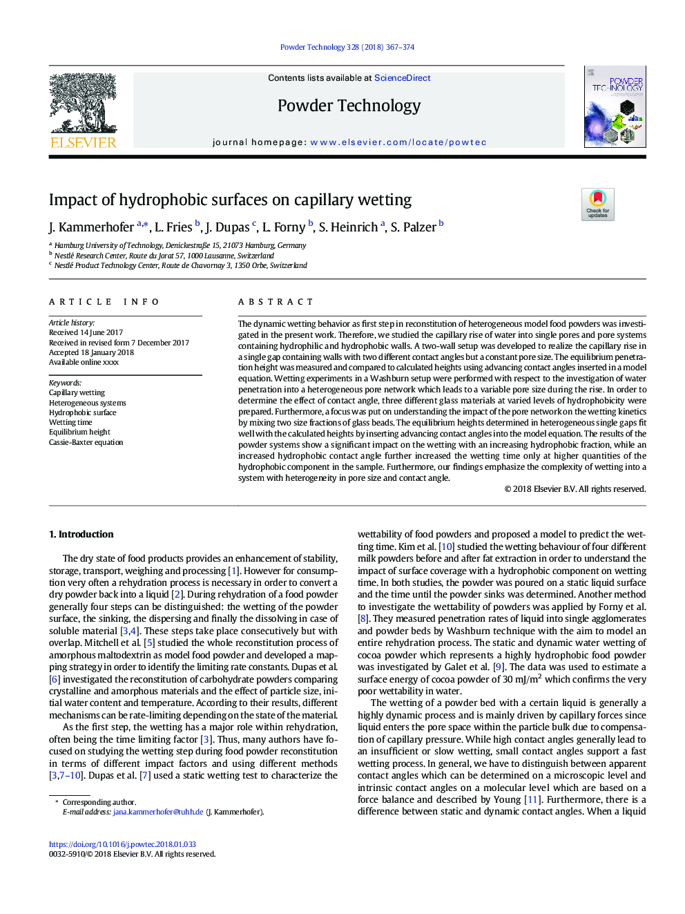 Impact of hydrophobic surfaces on capillary wetting