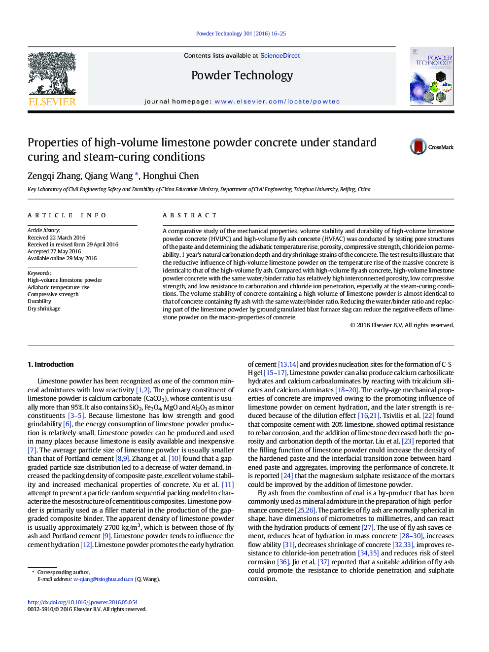 Properties of high-volume limestone powder concrete under standard curing and steam-curing conditions