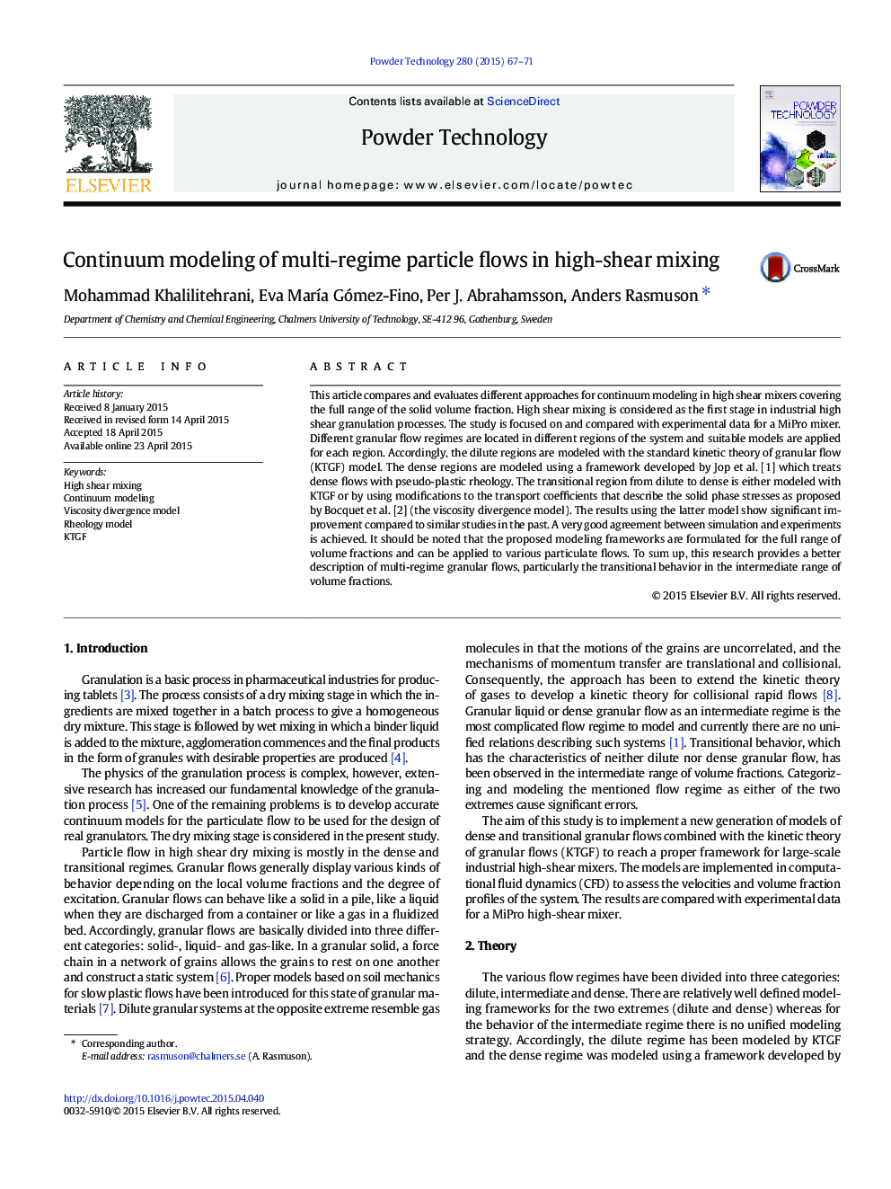 Continuum modeling of multi-regime particle flows in high-shear mixing